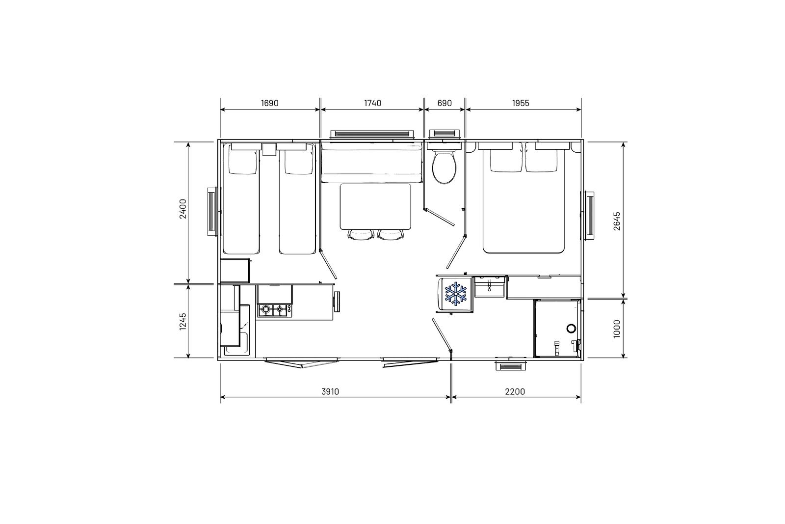 residences-trigano-mobil-home-2chambres-evolution24-plan-2D residences-trigano-mobil-home-2chambres-evolution24-plan-2D