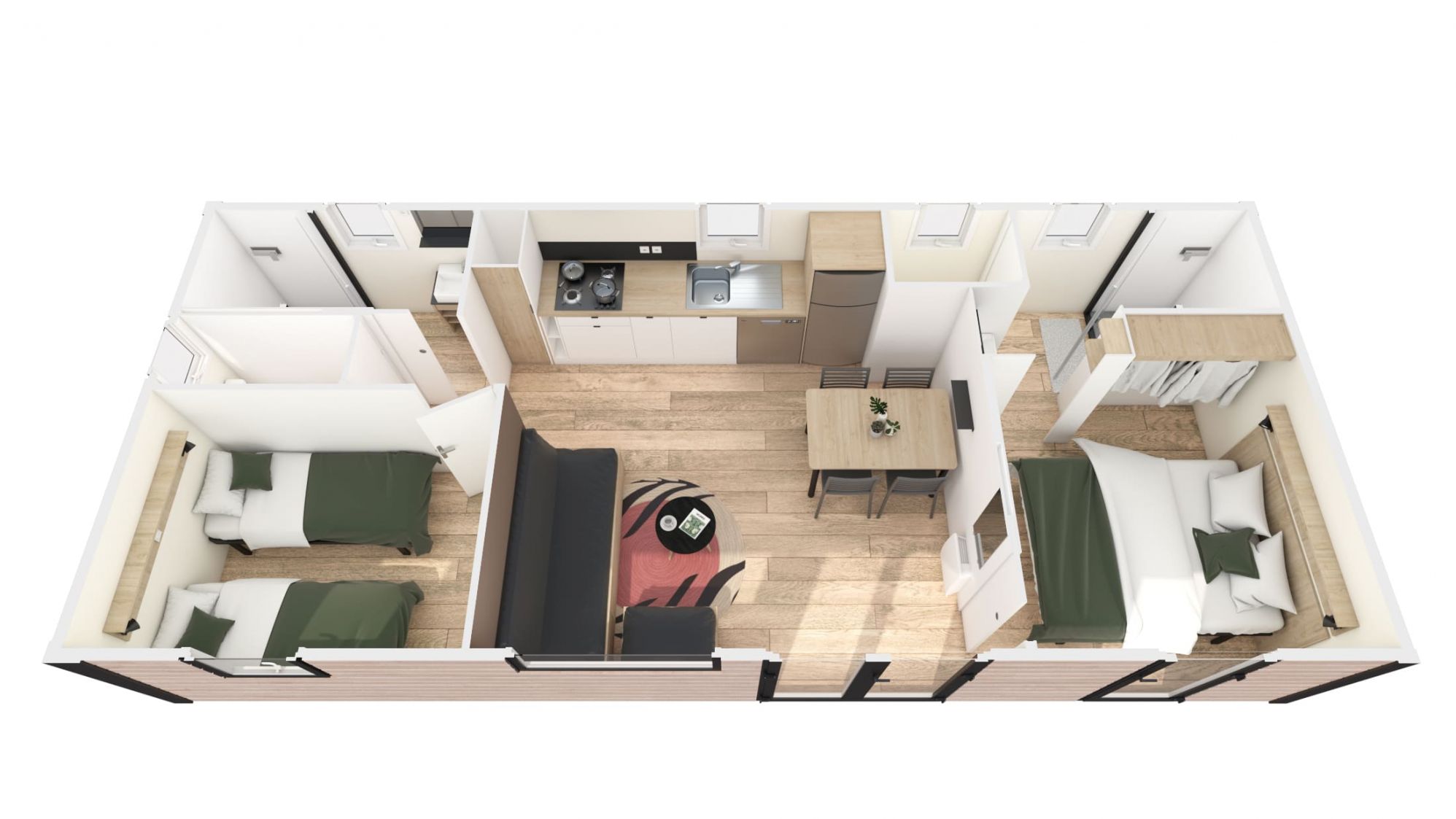 residences trigano mobil home 2chambres nest35 2 plan 2D